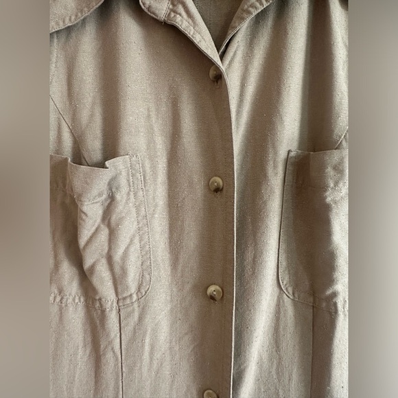 Vintage The Limited Raw Silk Long Slit Button Up Dress Tan Khaiki XS - Picture 3 of 12